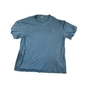 Men’s Polo Ralph Lauren 2XLT Blue V Neck Short Sleeve T Shirt Excellent